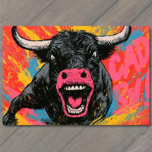 Adesivo bull charge graffiti - adesivo,
